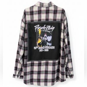 PRINCE NEW Flannel Plaid Shirt Upcycled  Hand Crafted